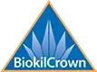 BiokiCrown logo: blue crystal-like crown in a gold triangle with the word “BiokiCrown” below