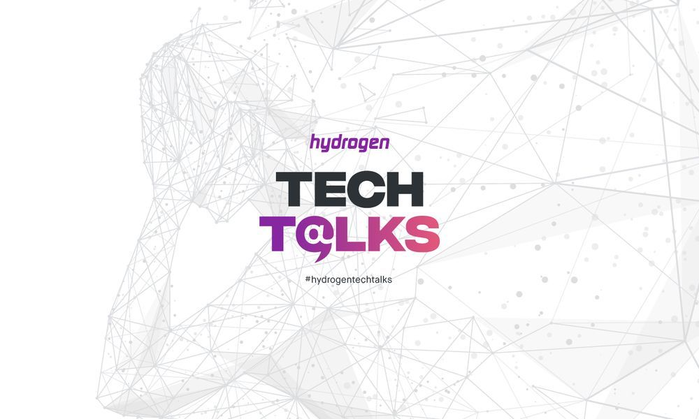A white background with a purple and black logo that says tech talks.