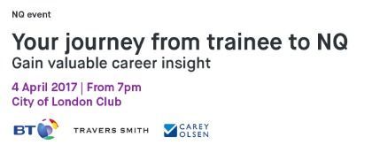 A poster for an event called your journey from trainee to no gain valuable career insight
