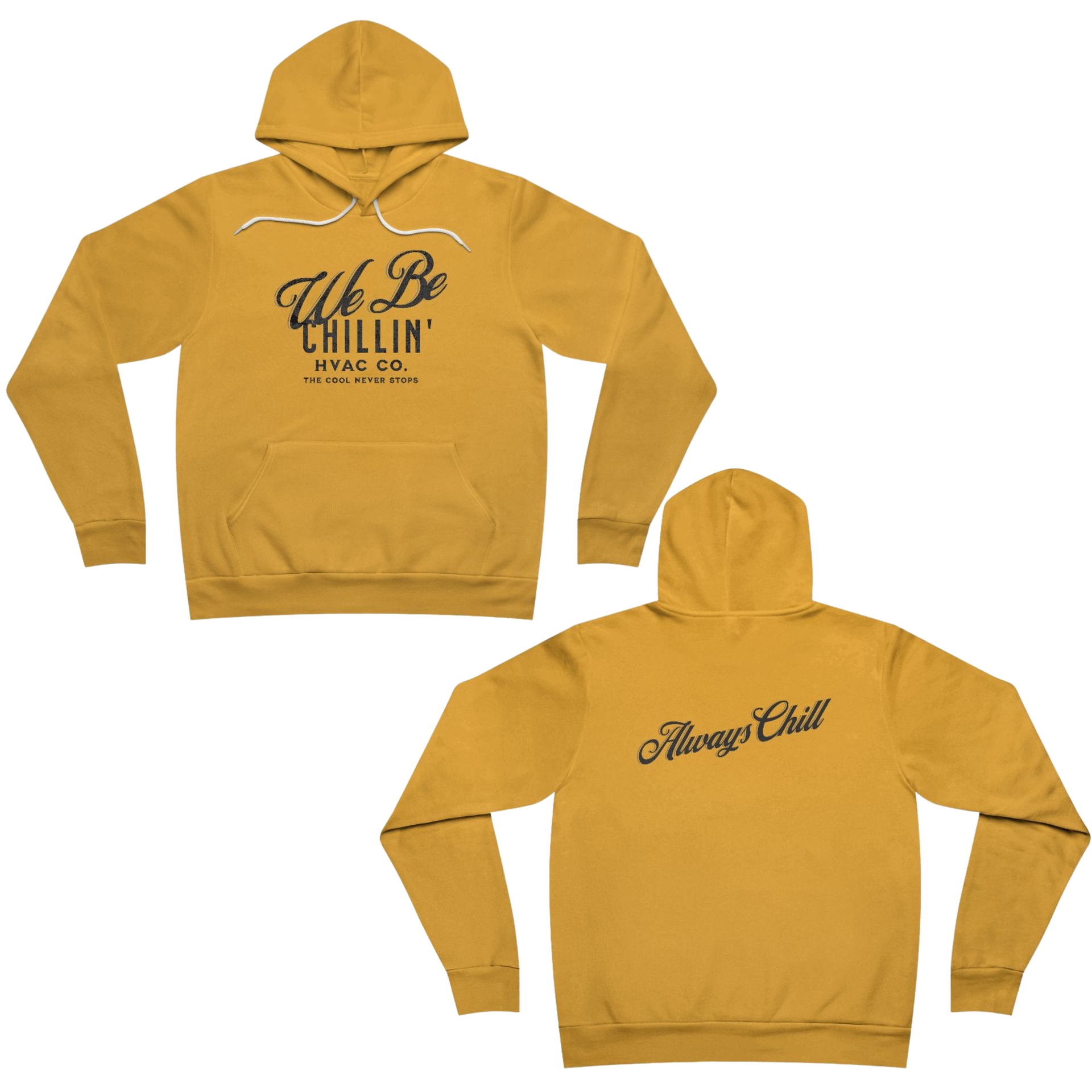 Mustard-colored hoodie with 