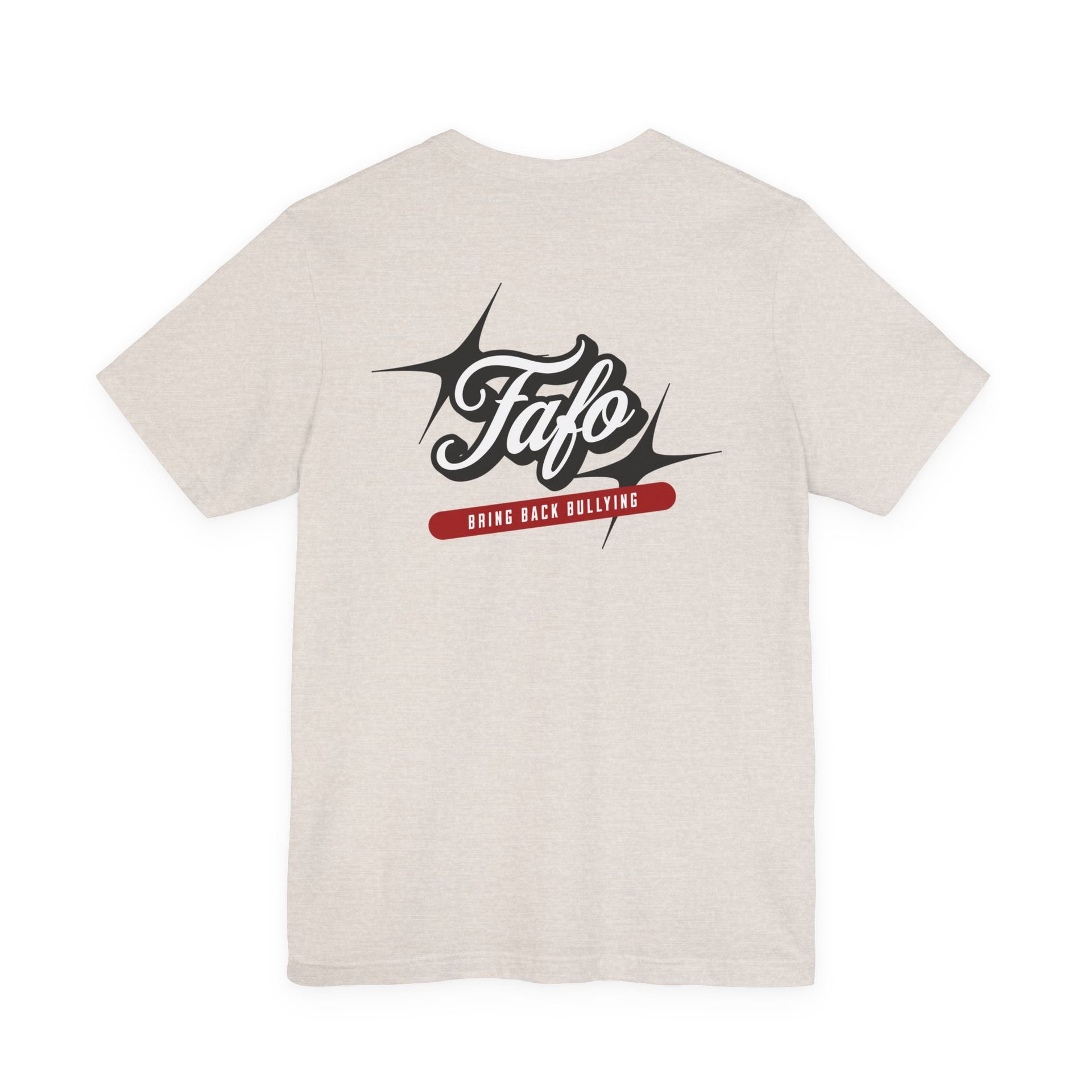 Beige t-shirt with a back graphic: