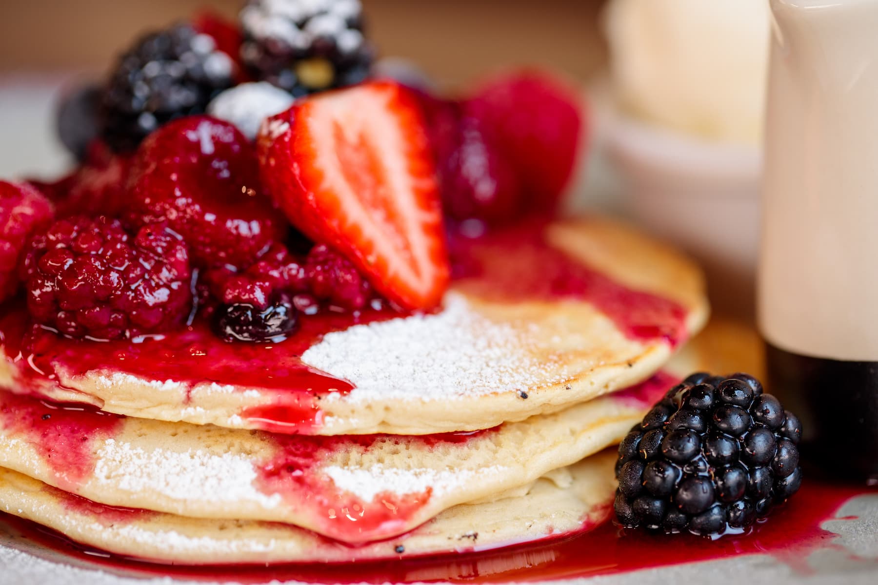 Strawberry And Blueberry Pancakes — Café & Gelato in Highfields, QLD
