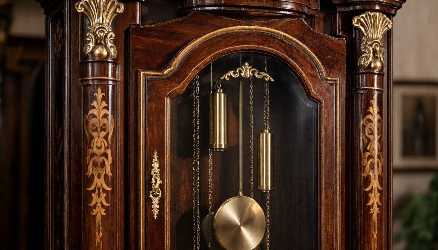 Closeup of an antique grandfather clock