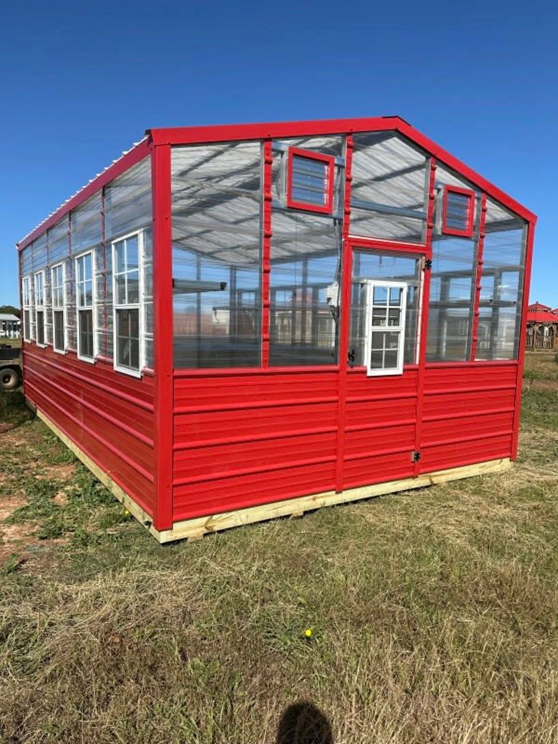 A red greenhouse