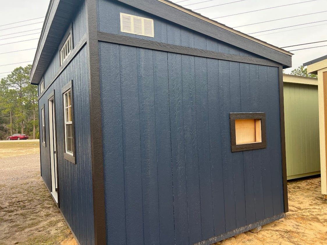 Blue modern shed