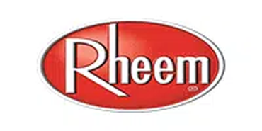 The rheem logo is red and white on a white background.