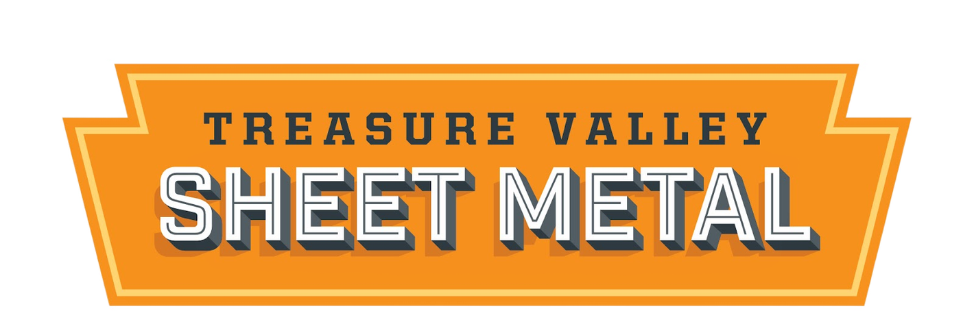 Orange logo reading “Treasure Valley Sheet Metal” in bold white and gold text