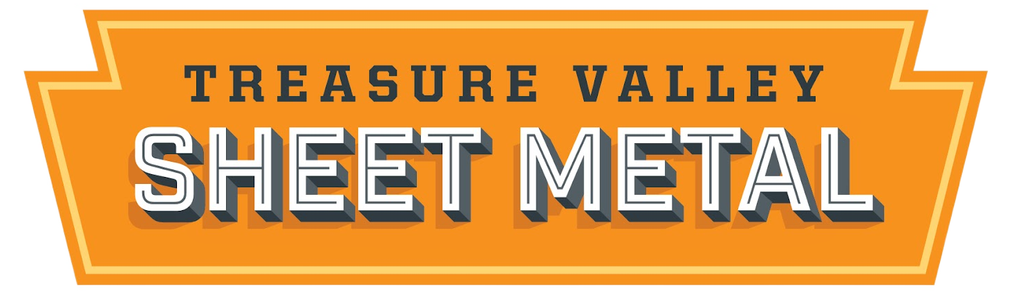 Orange Treasure Valley Sheet Metal logo with bold white and black text