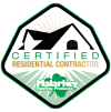 Certified Residential Contractor logo with a green diamond and house roof icon.