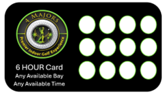 A 6 hour card for 4 majors indoor golf experience