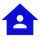 Icône de maison bleue avec une personne à l'intérieur.
