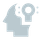 Silhouette d'une tête avec une idée/clé au-dessus, signifiant une perspicacité ou une solution.