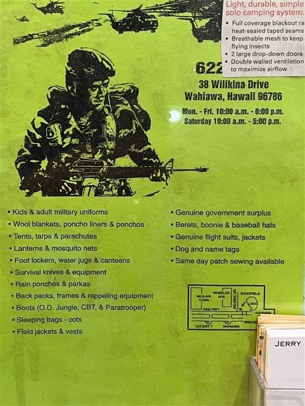 Contact information — Wahiawa, HI — Camouflage Shop Inc.
