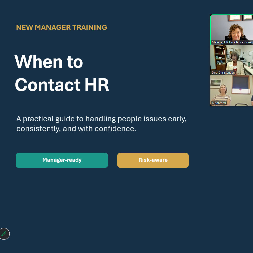 Melissa McCoy providing HR training during a Zoom call.