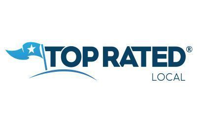 Top Rated Local logo with blue flag and star icon