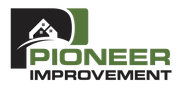 Pioneer Improvement logo with green and black house icon and bold text