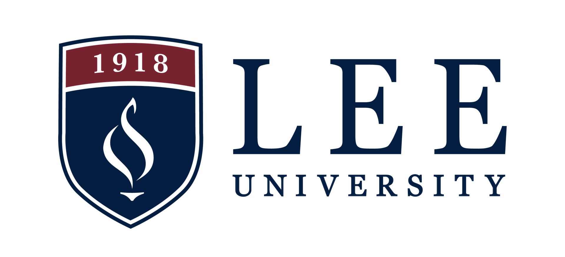 The logo for lee university has a shield on it