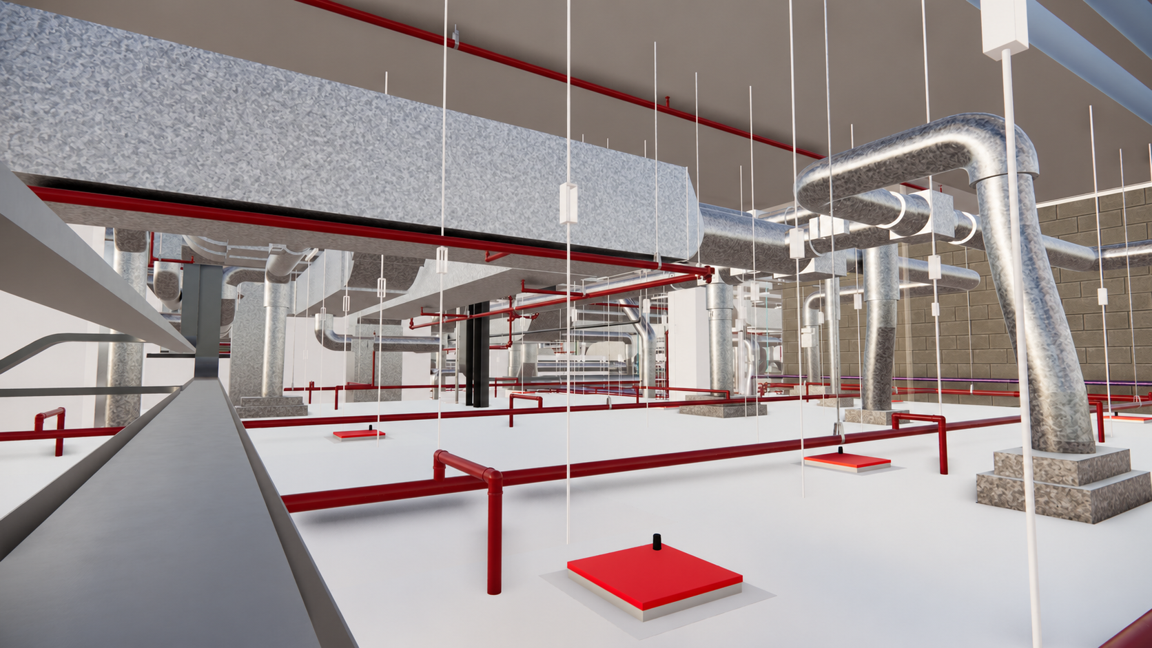 BIM coordination of sprinkler protection beneath obstructions in a pharmaceutical production building