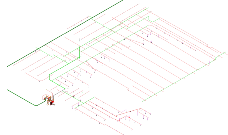 AutoSPRINK sprinkler model for a church and auditorium addition in Jacksonville, Florida