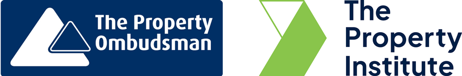 The Property Ombudsman and The Property Institute logos in blue and green side by side