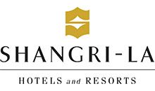 Shangri-La Hotels and Resorts logo with a gold emblem and black text on a white background.