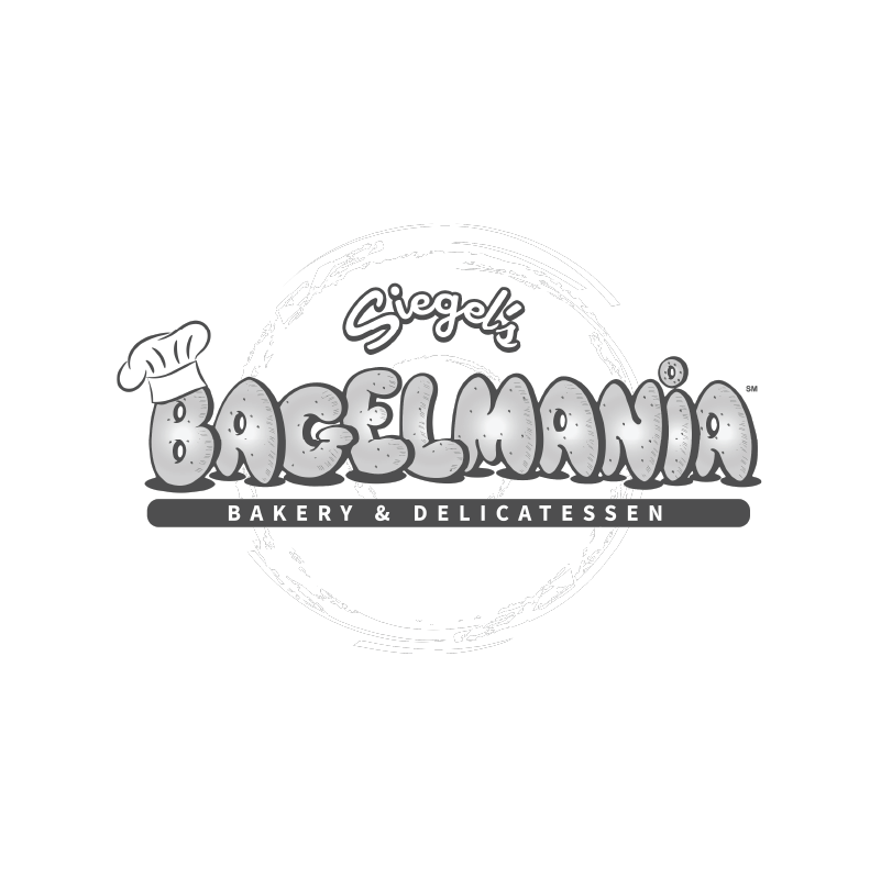 Siegel's Bagelmania logo. Text reads 