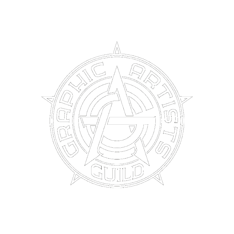 Logo for Graphic Artists Guild: circular design with text 