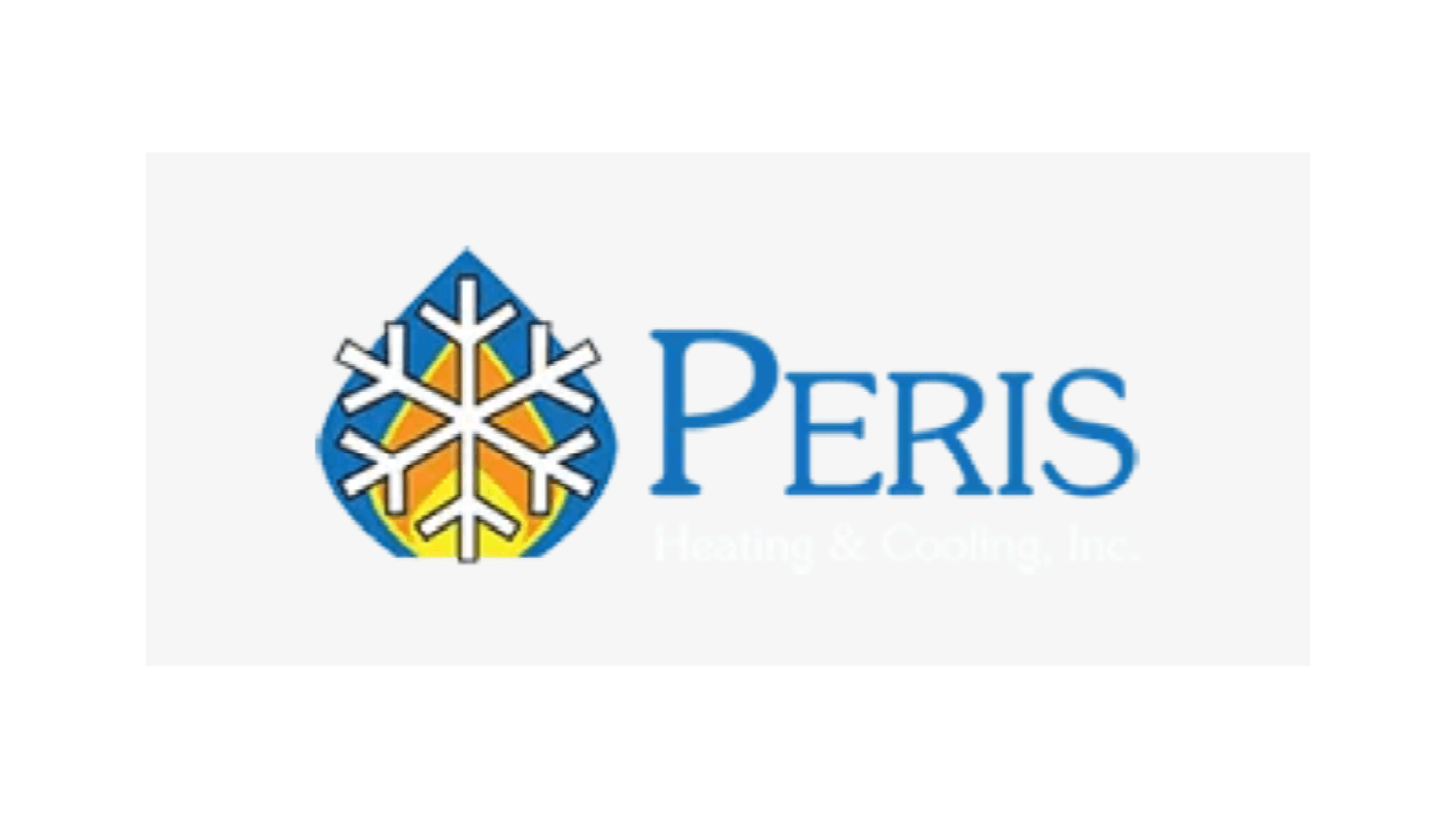 A blue and yellow logo with a snowflake and the word peris.