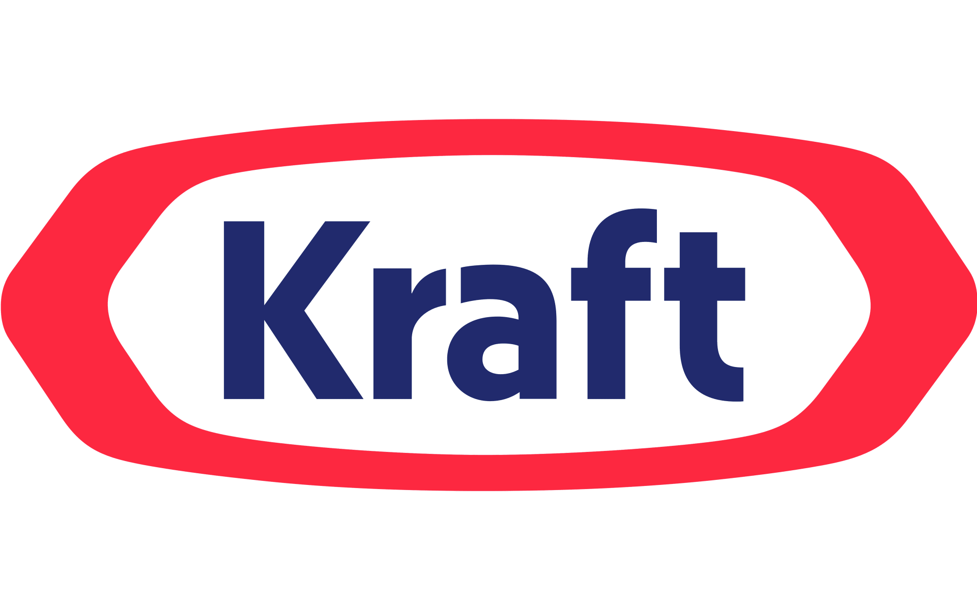 The kraft logo is a red and white oval with the word kraft on it.