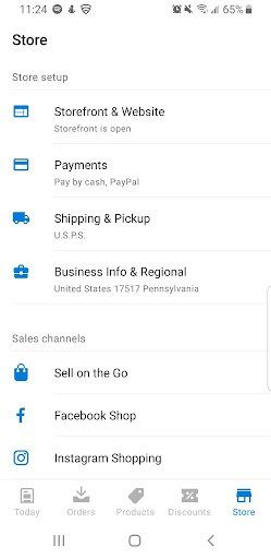 A screenshot of the store app on a cell phone.