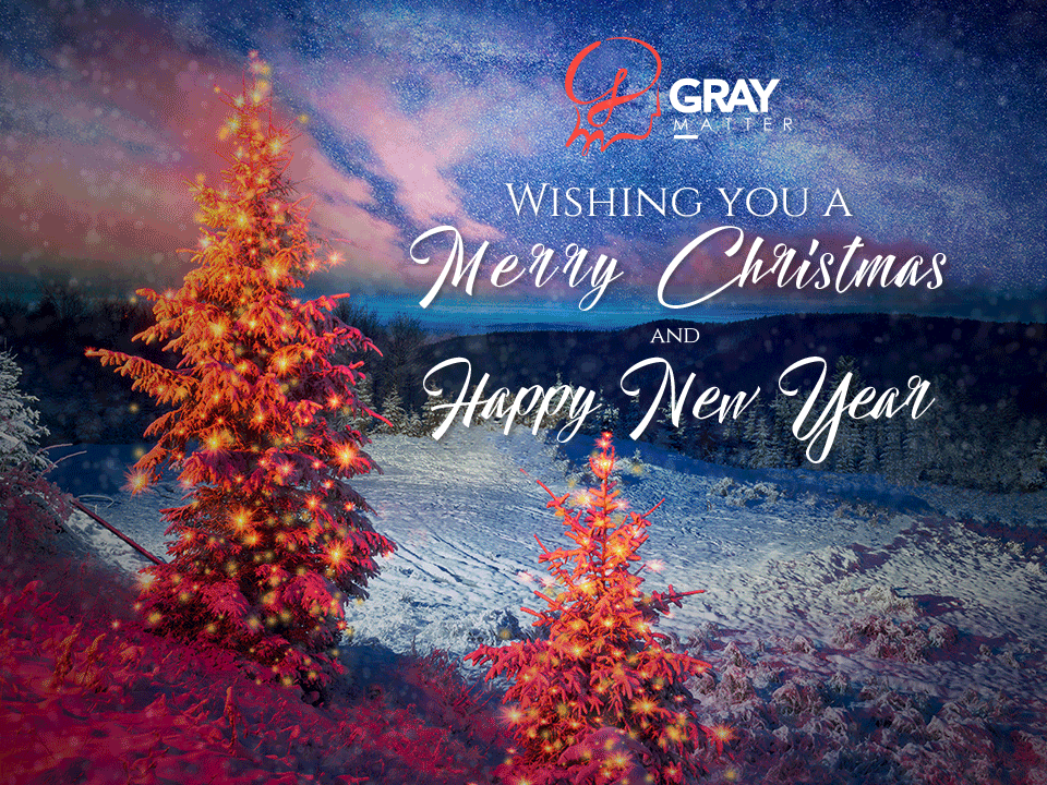 A christmas card with two christmas trees and the words `` wishing you a merry christmas and happy new year ''.