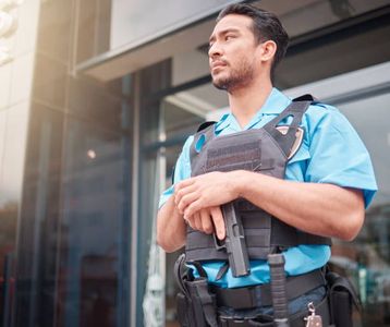 a man with a holster on his belt