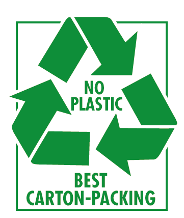 wir verwenden kein Plastik, sondern Kartonverpackungen