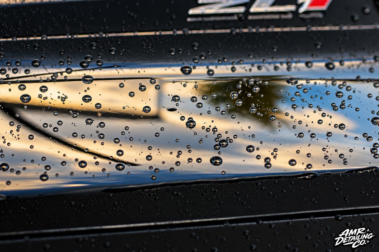 Ceramic coating hydrophobic water beading on 2024 Chevrolet Camaro ZL1
