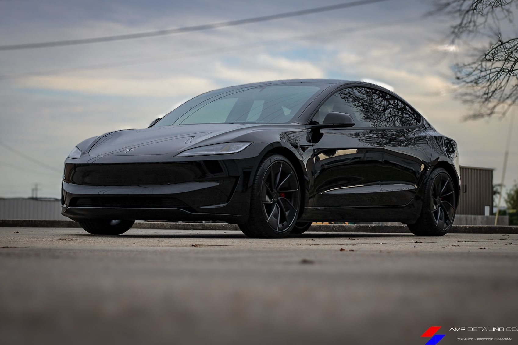 Tesla Model 3 Performance showcasing deep gloss after ceramic coating