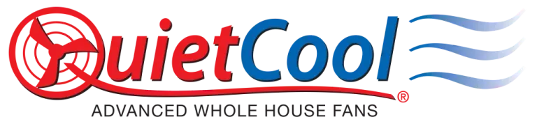 A logo for quiet cool advanced whole house fans