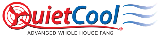 A logo for quiet cool advanced whole house fans