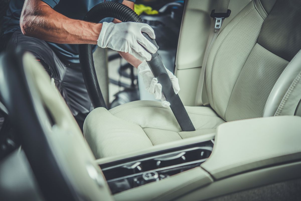 Full interior detailing of leather car seats