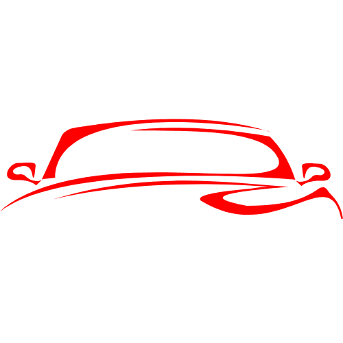 Red stylized car outline on a white background