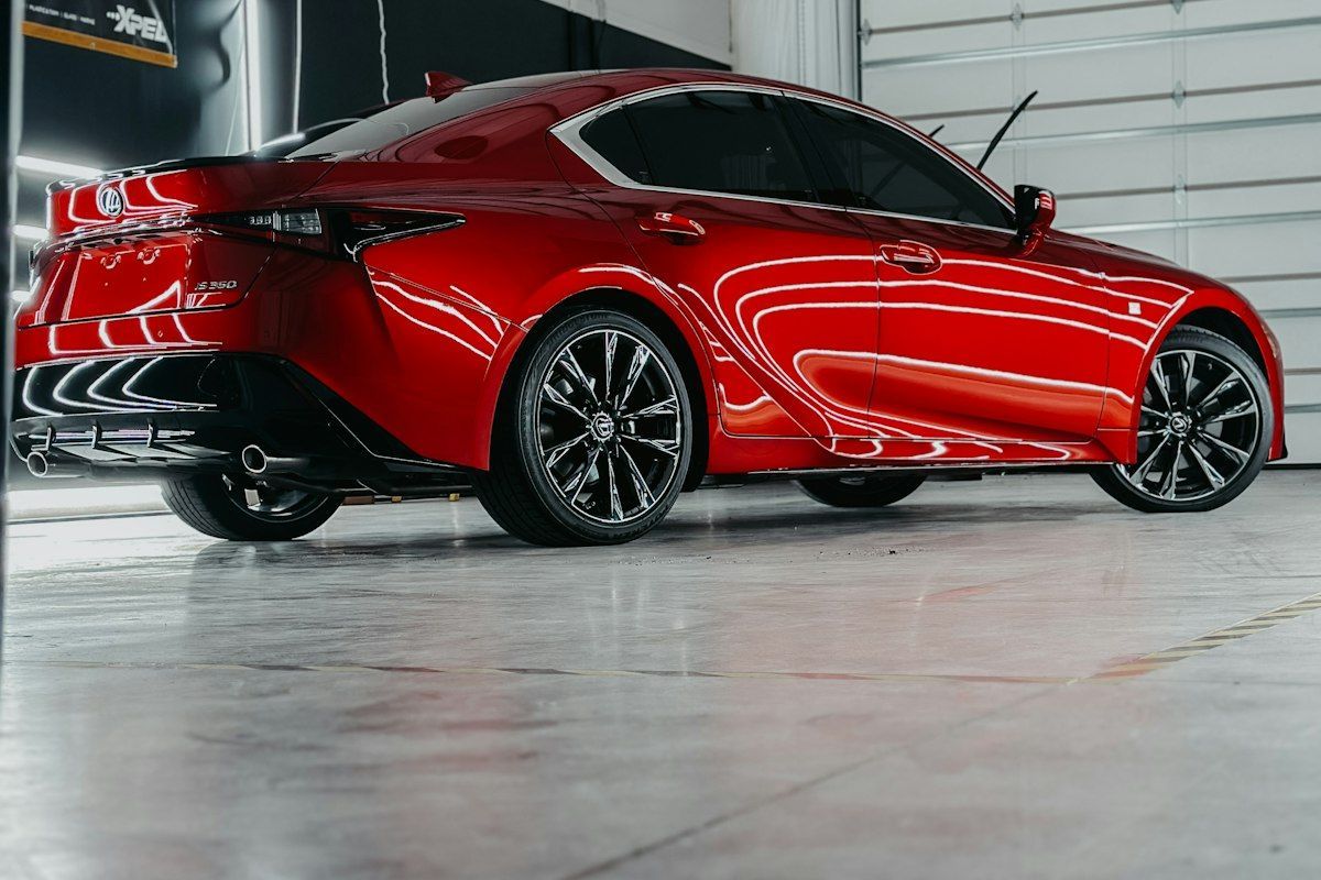 Ceramic coating on a glossy red car