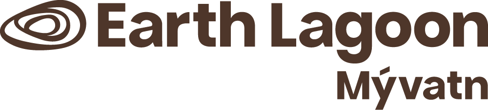 Logo for Earth Lagoon in dark brown text, with the location
