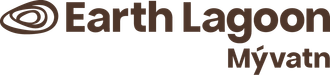 Logo for Earth Lagoon in dark brown text, with the location