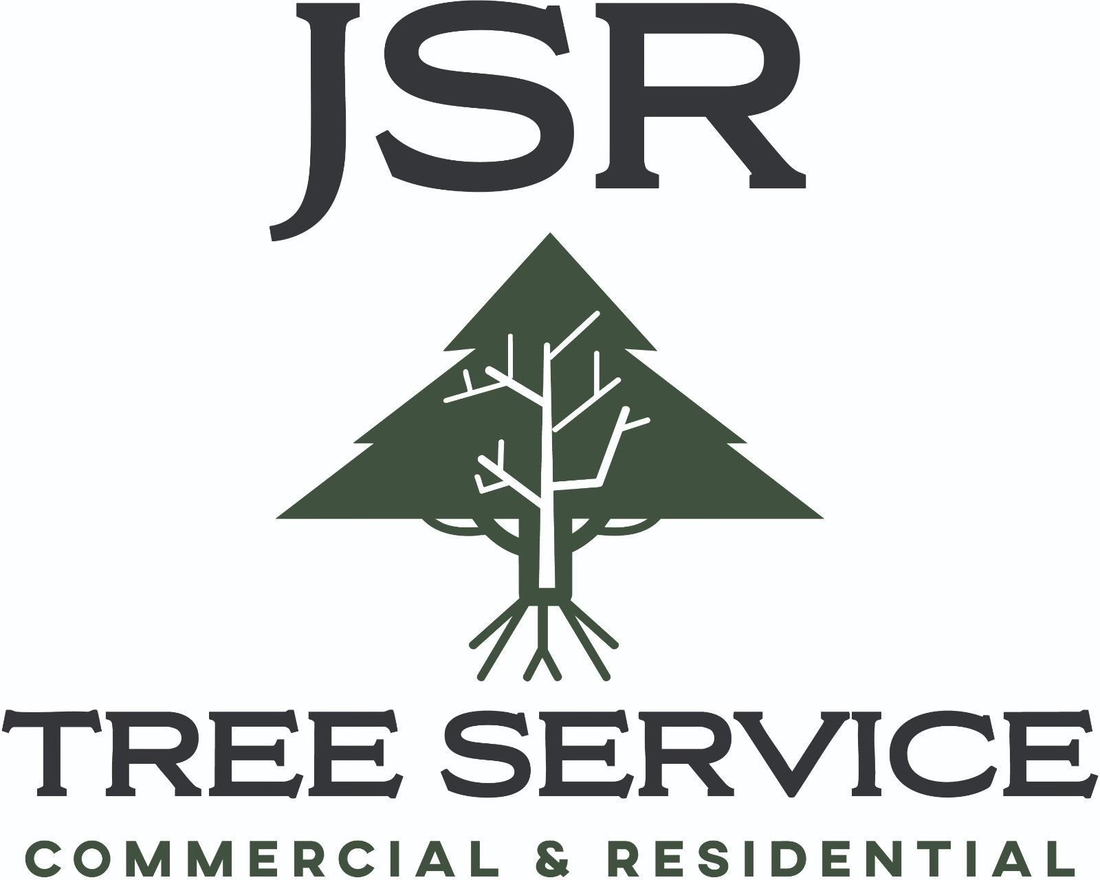 JSR Tree Service logo with green tree icon and &ldquo;Commercial & Residential&rdquo; text