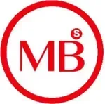Logotipo circular rojo con las letras “MB” y una pequeña “S” en la parte superior derecha.