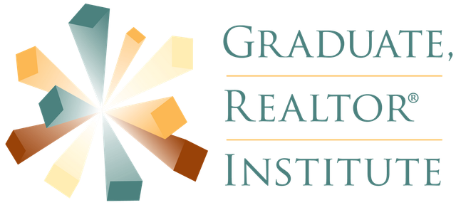 Logo for Graduate, REALTOR Institute, with abstract geometric design and text.