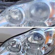 A Before and After Picture of a Car Headlight Being Restored — Savins Radiator Service In Lismore, NSW