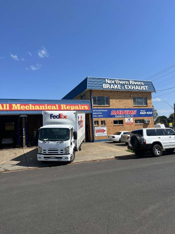 A Fedex Truck is Parked in Front of a Mechanical Repair Shop — Savins Radiator Service In Lismore, NSW