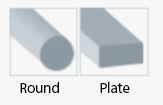 poutres métalliques cylindriques et rectangulaires