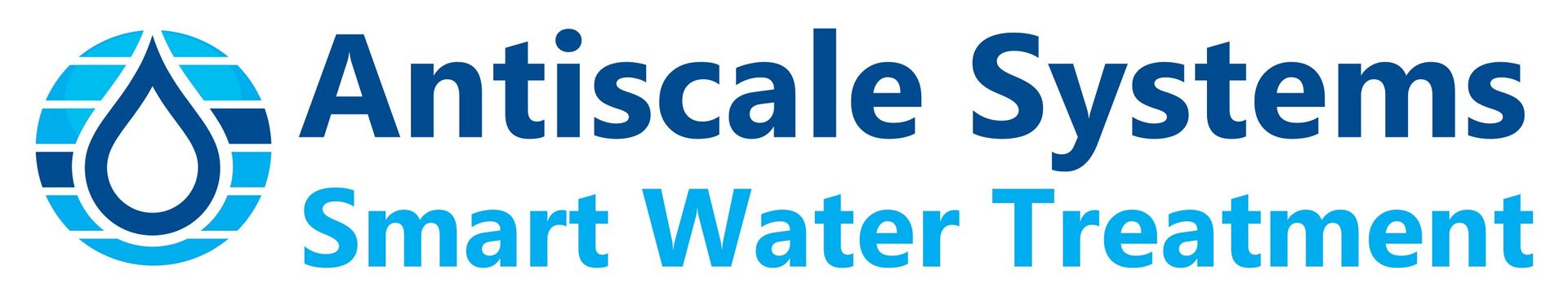 Logo for Antiscale Systems, a water treatment company. Features a blue water droplet inside a circle, with blue text.