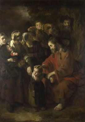 Christ Blessing the Children 1652-53 Nicolaes Maes. 1632-1693. Oil on canvas, 206 x 154 cm National Gallery, London